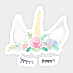 Watercolor Unicorn Sleepy Eyes Sticker